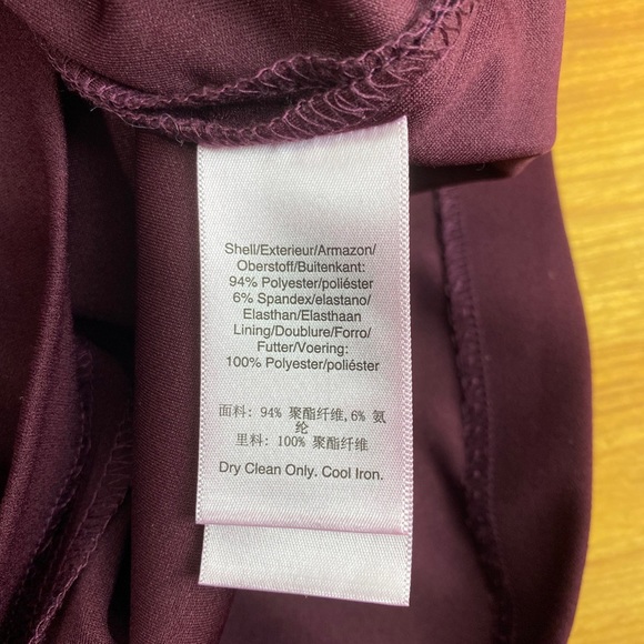 DKNY Burgundy Sheath Pencil Formal Dress V-neck Bell Sleeves 10 - Picture 4 of 5